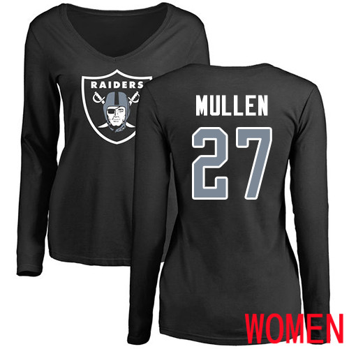 Oakland Raiders Olive Women Trayvon Mullen Name and Number Logo NFL Football #27 Long Sleeve Jersey->youth nfl jersey->Youth Jersey